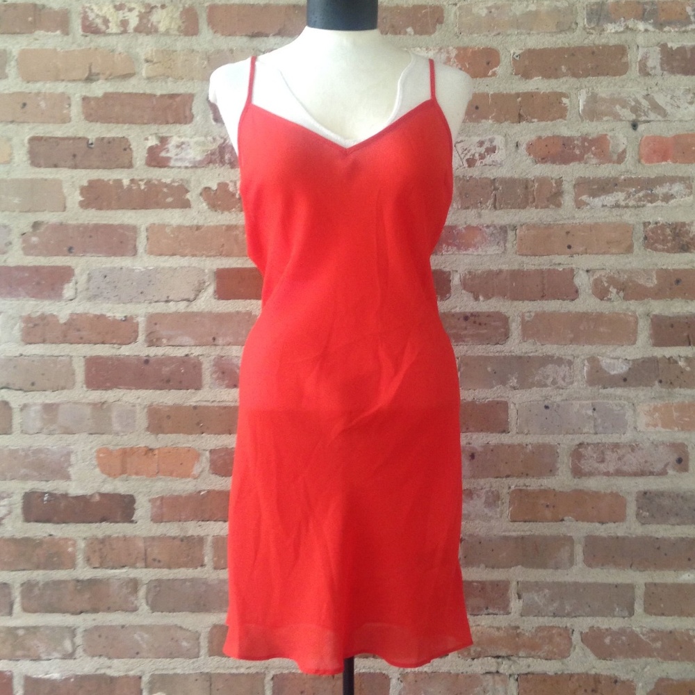 Ralph Lauren Orange Sheer Slip Dress 10 Petite